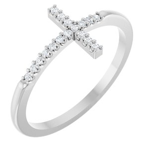 Ladies Natural Diamond Sideways Cross Ring (I1, G-H) — Sterling Silver