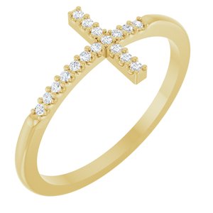 Ladies Natural Diamond Sideways Cross Ring (I1, G-H) — 14K Yellow Gold