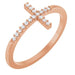 Ladies Natural Diamond Sideways Cross Ring (I1, G-H) — 14K Rose Gold