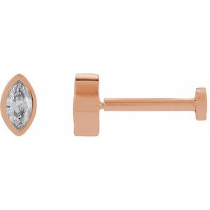 Ladies Natural Diamond Press Fit Back Stud Earring — 14K Rose Gold