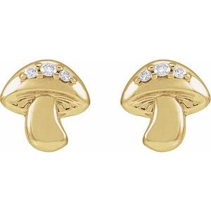 Ladies .03 Natural Diamond Mushroom Earring (I1, G-H) — 14K Yellow Gold