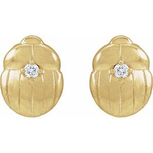 Ladies Natural Diamond Moth Earring — 14K Yellow Gold