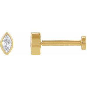 Ladies Natural Diamond Press Fit Back Stud Earring — 14K Yellow Gold