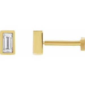 Ladies Natural Diamond Stud Earring — 14K Yellow Gold