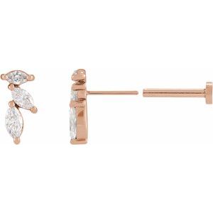 Ladies Natural Diamond Nature-Inspired Left Earring — 14K Rose Gold
