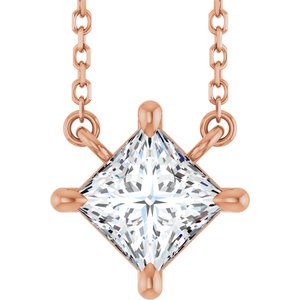 Ladies Natural Diamond Solitaire Necklace (I1, G-H) — 14K Rose Gold