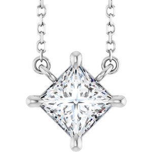 Ladies Natural Diamond Solitaire Necklace (Si2-Si3, G-H) — Platinum