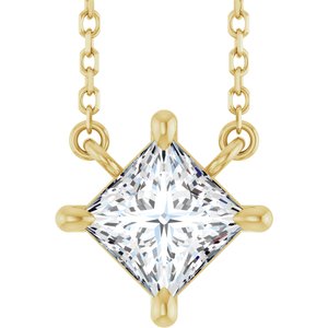 Ladies Natural Diamond Solitaire Necklace (I1, G-H) — 14K Yellow Gold