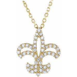 Ladies Natural Diamond Fleur De Lis Necklace (I1, G-H) — 14K Yellow Gold