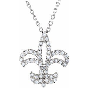 Ladies Natural Diamond Fleur De Lis Necklace (I1, G-H) — 14K White Gold