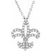 Ladies Natural Diamond Fleur De Lis Necklace (I1, G-H) — 14K White Gold