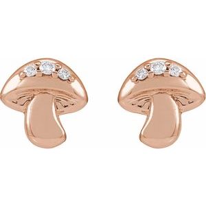 Ladies .03 Natural Diamond Mushroom Earring (I1, G-H) — 14K Rose Gold