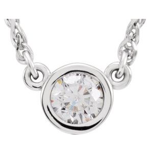 Ladies Natural Diamond Bezel-Set Solitaire Necklace (I1, G-H) — 14K White Gold