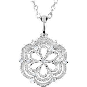 Ladies Natural Diamond Necklace (I2, H+) — Sterling Silver