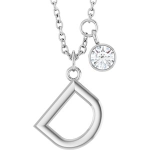 Ladies Initial D Natural Diamond Necklace (I1, G-H) — Platinum