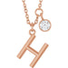 Ladies Initial H Natural Diamond Necklace (I1, G-H) — 14K Rose Gold
