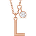 Ladies Initial L Natural Diamond Necklace (I1, G-H) — 14K Rose Gold