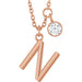 Ladies Initial N Natural Diamond Necklace (I1, G-H) — 14K Rose Gold