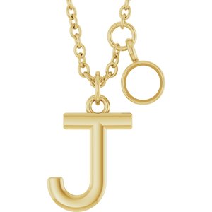 Ladies Initial J Natural Diamond Necklace (I1, G-H) — 14K Yellow Gold