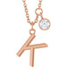 Ladies Initial K Natural Diamond Necklace (I1, G-H) — 14K Rose Gold