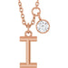 Ladies Initial I Natural Diamond Necklace (I1, G-H) — 14K Rose Gold