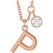 Ladies Initial P Natural Diamond Necklace (I1, G-H) — 14K Rose Gold