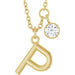 Ladies Initial P Natural Diamond Necklace (I1, G-H) — 14K Yellow Gold