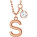 Ladies Initial S Natural Diamond Necklace (I1, G-H) — 14K Rose Gold