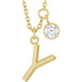 Ladies Initial Y Natural Diamond Necklace (I1, G-H) — 14K Yellow Gold