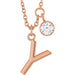 Ladies Initial Y Natural Diamond Necklace (I1, G-H) — 14K Rose Gold