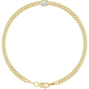 Lab-Grown Diamond Bezel-Set Solitaire Curb Link Bracelet