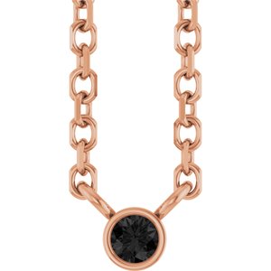 Ladies Natural Black Diamond Necklace (Opaque, Black) — 14K Rose Gold