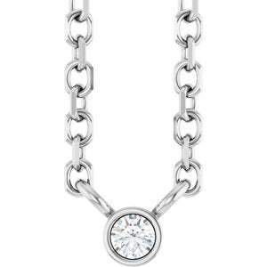Ladies Natural Diamond Solitaire Necklace (Si2-Si3, G-H) — Platinum