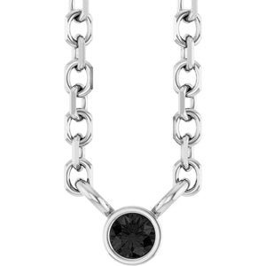 Ladies Natural Black Diamond Necklace (Opaque, Black) — 14K White Gold