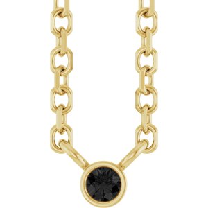 Ladies Natural Black Diamond Necklace (Opaque, Black) — 14K Yellow Gold