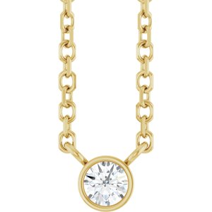 Ladies Natural Diamond Solitaire Necklace (I1, G-H) — 14K Yellow Gold