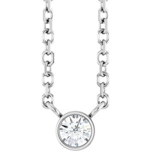 Ladies Natural Diamond Solitaire Necklace (I1, G-H) — Sterling Silver