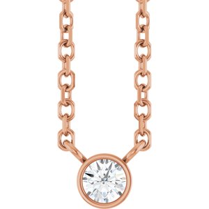 Ladies Natural Diamond Solitaire Necklace (I1, G-H) — 14K Rose Gold