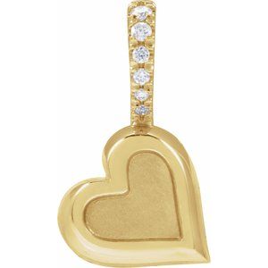 Ladies .03 Natural Diamond Engravable Heart Pendant (I1, G-H) — 14K Yellow Gold