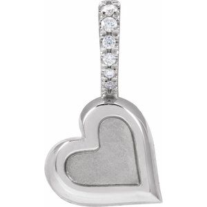Ladies .03 Natural Diamond Engravable Heart Pendant (Si2-Si3, G-H) — Platinum