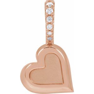 Ladies .03 Natural Diamond Engravable Heart Pendant (I1, G-H) — 14K Rose Gold