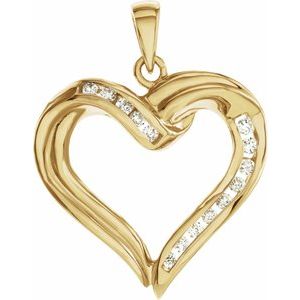 Ladies Natural Diamond Heart Pendant (I1, G-H) — 14K Yellow Gold
