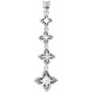 Ladies Natural Diamond Journey Floral Pendant — 18K White Gold