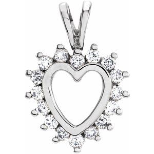 Ladies Natural Diamond Heart Pendant (I1, G-H) — 14K White Gold