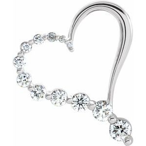 Ladies Journey Natural Diamond Heart Pendant — 14K White Gold