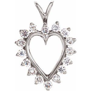 Ladies Natural Diamond Heart Pendant (I1, G-H) — 14K White Gold