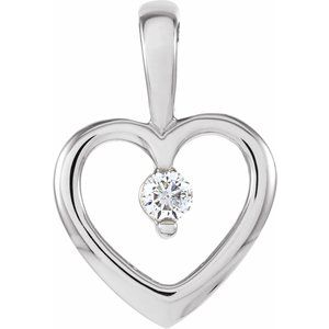 Ladies Natural Diamond Heart Pendant (I1, G-H) — 14K White Gold