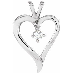 Ladies Natural Diamond Heart Pendant (I1, G-H) — 14K White Gold