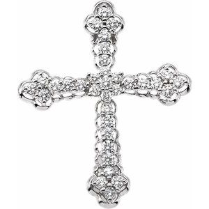 Ladies Natural Diamond Cross Pendant (Si1, G-H) — 14K White Gold