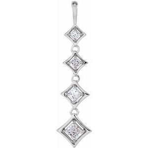 Ladies Natural Diamond Journey Graduated Pendant — 18K White Gold